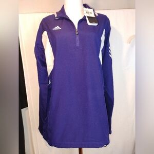 Adidas Purple and White Quarter-Zip Pullover